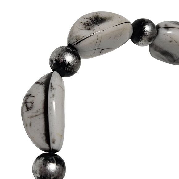 Boho White Silver Beaded Stretch Bracelet Classic Casual Fashion Jewelry Women - Picture 2 of 3